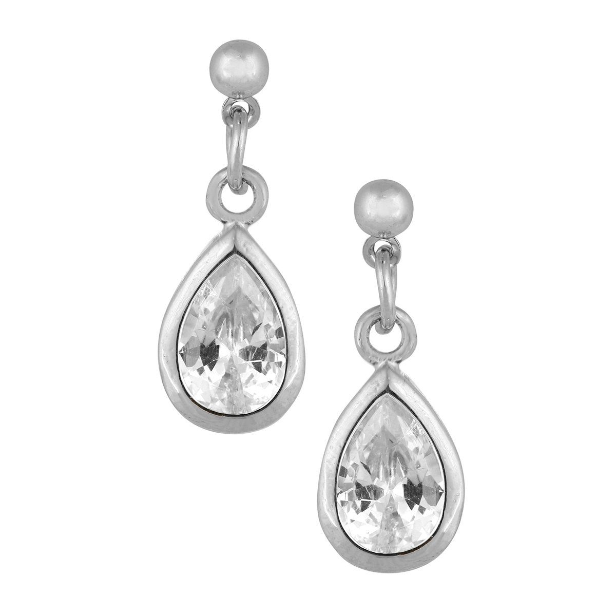 Light Drop Rhodium Silver American Diamond Drop Earring Girl Women