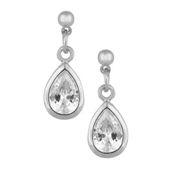 Light Drop Rhodium Silver American Diamond Drop Earring Girl Women