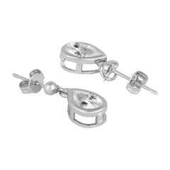 Light Drop Rhodium Silver American Diamond Drop Earring Girl Women