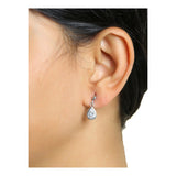 Light Drop Rhodium Silver American Diamond Drop Earring Girl Women
