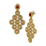Lct Maroon American Diamond Cz Kundan Antique Gold Dangling Earring