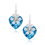 Flower Heart Aaa Crystal American Diamond Blue Rhodium Stud Earring