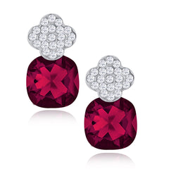 Quatrefoil Aaa Crystal American Diamond Maroon Red Stud Earring