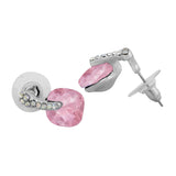Cushion Aaa Crystal American Diamond Pink Stud Earring Girls Women