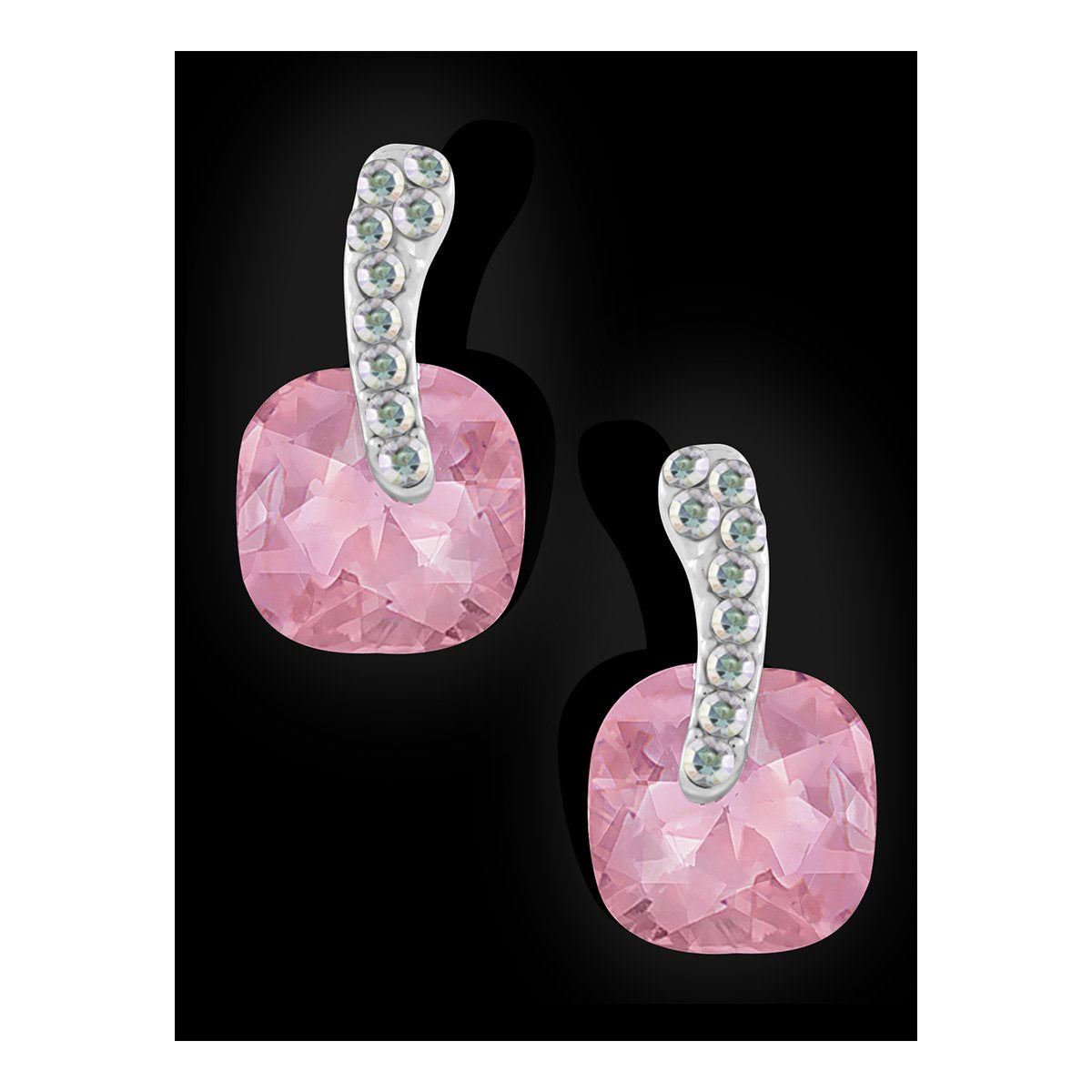 Cushion Aaa Crystal American Diamond Pink Stud Earring Girls Women