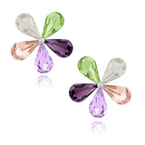 Glossy Flower Aaa Crystal Multicolor 18 Gold Stud Earring Girls Women