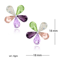 Glossy Flower Aaa Crystal Multicolor 18 Gold Stud Earring Girls Women