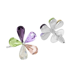 Glossy Flower Aaa Crystal Multicolor 18 Gold Stud Earring Girls Women