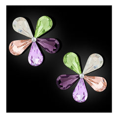 Glossy Flower Aaa Crystal Multicolor 18 Gold Stud Earring Girls Women