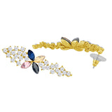 Flower Aaa Crystal American Diamond 18K Gold Blue Dangle Drop Earring