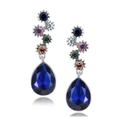 Stylish Drop Aaa Crystal Rhodium Blue Dangle Drop Earring Girls Women