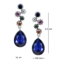 Stylish Drop Aaa Crystal Rhodium Blue Dangle Drop Earring Girls Women
