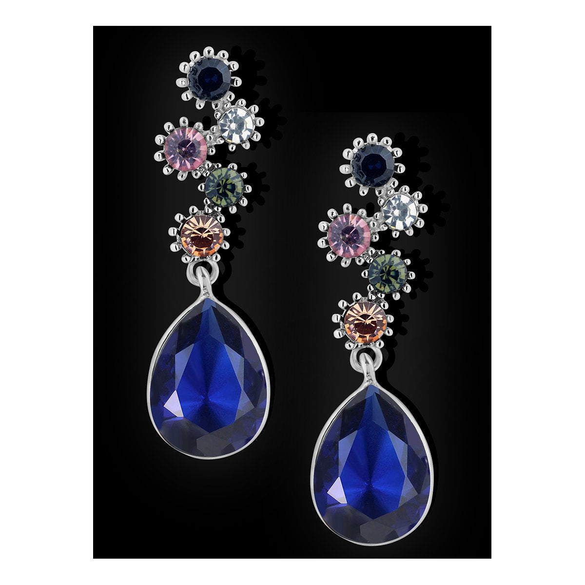 Stylish Drop Aaa Crystal Rhodium Blue Dangle Drop Earring Girls Women