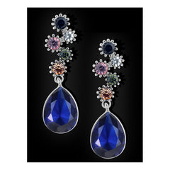 Stylish Drop Aaa Crystal Rhodium Blue Dangle Drop Earring Girls Women