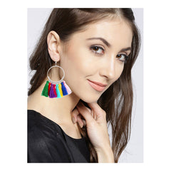 Rainbow Silky Hanging Multicolor Chandbali Earring