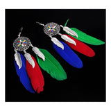 Feather Leaf Filigree Multicolor Enamel Hanging Dangle Earring