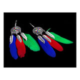 Feather Leaf Filigree Multicolor Enamel Hanging Dangle Earring