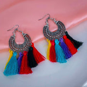 Silky Hanging Filigree Sky Blue Chandbali Dangle Earring