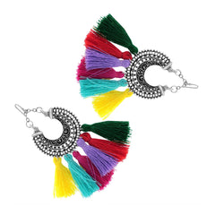 Silky Hanging Filigree Sky Blue Chandbali Dangle Earring