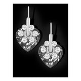 Flower Heart Aaa Crystal American Diamond Black Rhodium Stud Earring