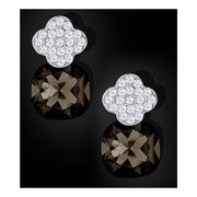 Quatrefoil Aaa Crystal American Diamond Black Rhodium Stud Earring
