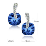 Cushion Aaa Crystal American Diamond Blue Stud Earring Girls Women
