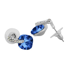 Cushion Aaa Crystal American Diamond Blue Stud Earring Girls Women