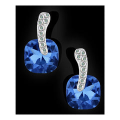Cushion Aaa Crystal American Diamond Blue Stud Earring Girls Women