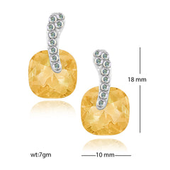 Cushion Aaa Crystal American Diamond Gold Stud Earring Girls Women