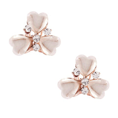 Heart Flower Crystal American Diamond Rose Gold White Stud Earring