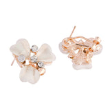 Heart Flower Crystal American Diamond Rose Gold White Stud Earring