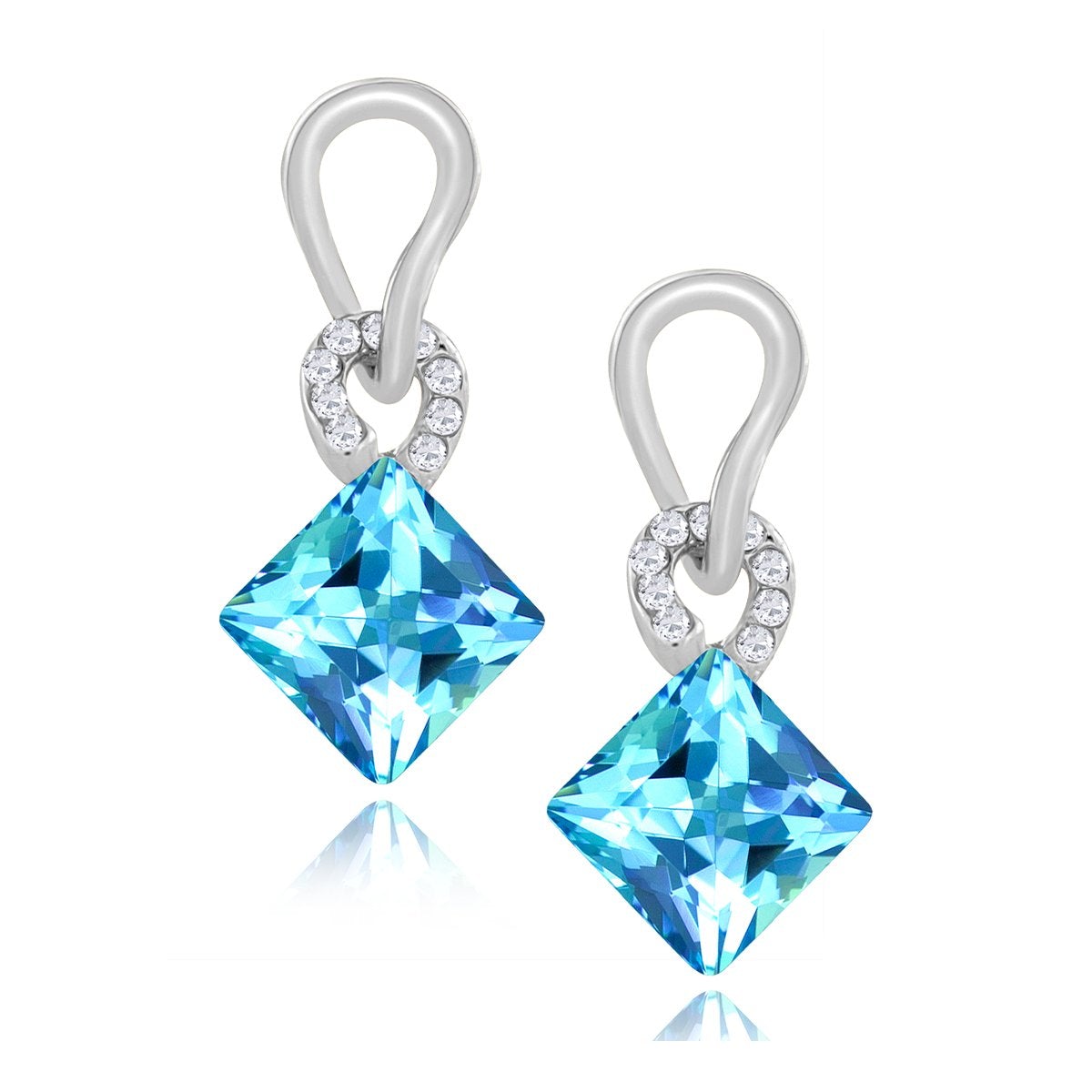 Aaa Crystal American Diamond Green Rhodium Stud Earring Girls Women