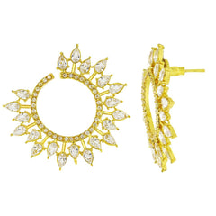 Filigree 18K Gold Crystal American Diamond Chandbali Dangle Earring