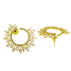 Filigree 18K Gold Crystal American Diamond Chandbali Dangle Earring