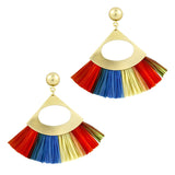 Fan Tassel Bohemian Gypsy Multi Colour Statement Earrings Girls