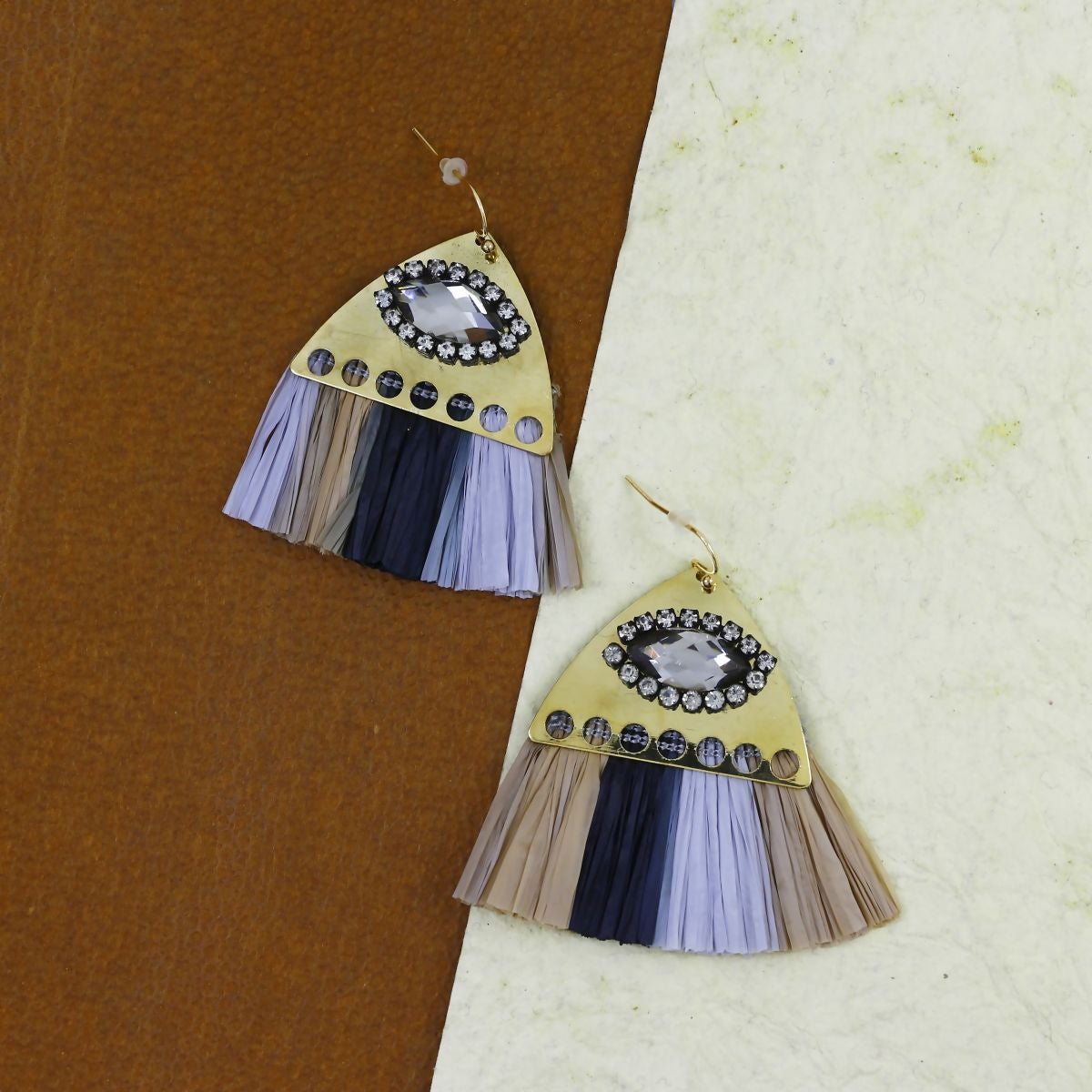 92.5 Sterling Silver Tassel Earrings With Red and Blue Beads