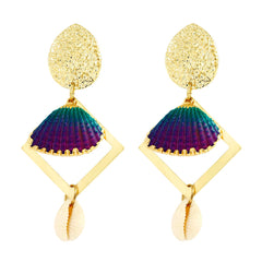 Handmade Painted Beach Shells Multi Color Dangle Drop Earrings Girls