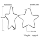 Star Flower Wire Hoop Siver 316L Stainless Steel Earring
