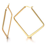 Square Wire Hoop Siver 316L Stainless Steel 18K Gold Earring