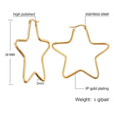 Star Flower Wire Hoop Siver 316L Stainless Steel 18K Gold Earring
