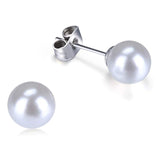 8 Mm Pearl Silver 316L Surgical Stainless Steel Stud Earring