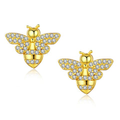 Honey Bee 18K Gold Brass Stud Earring Pair For Women