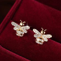 Honey Bee 18K Gold Brass Stud Earring Pair For Women