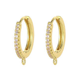 Cubic Zirconia Gold Hoop Earring Pair For Women