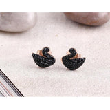 Swan Crystal Rose Gold Black Stud Earring For Women