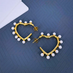 Round Gold Pearl Dangler Earring For Women