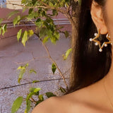 Round Gold Pearl Dangler Earring For Women