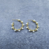 Round Gold Pearl Dangler Earring For Women