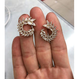 Round Crystal Gold Chand Bali Earring For Women