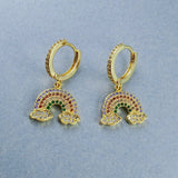 Rainbow Crystal Gold Dangler Earring For Women